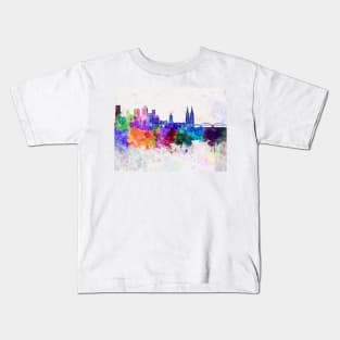 Cologne skyline in watercolor background Kids T-Shirt